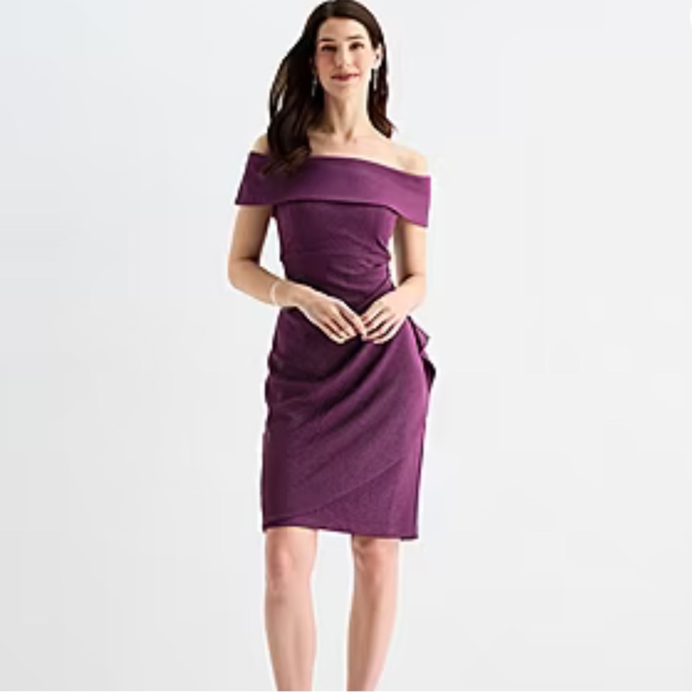 NWT SLNY Off-Shoulder Sheath Dress Sz 16